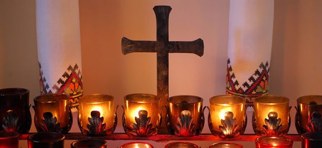 Candles and cross